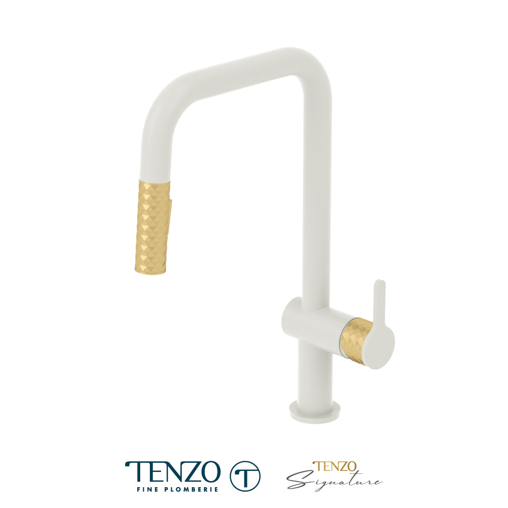 Tenzo Calozy Pull-Down Single-Handle Kitchen Faucet With U-Spout & 2-Function Sprayer - CA131