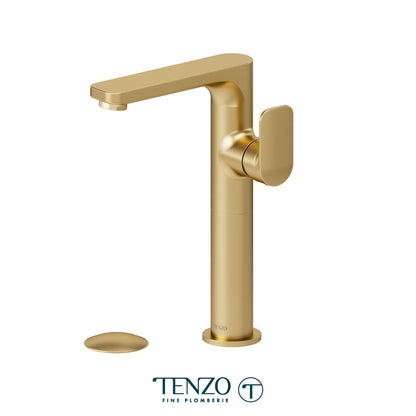 Tenzo Delano Side-Lever Tall Single Hole Lavatory Faucet, Drain with Overflow - DE10H-P