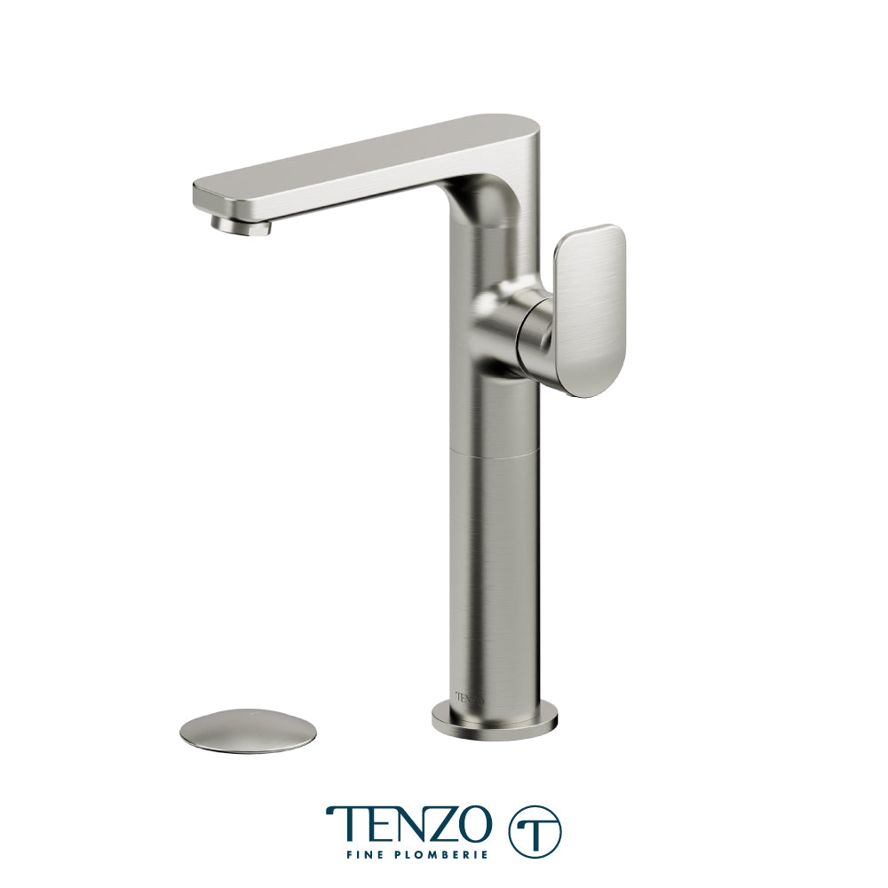 Tenzo Delano Side-Lever Tall Single Hole Lavatory Faucet, Drain with Overflow - DE10H-P