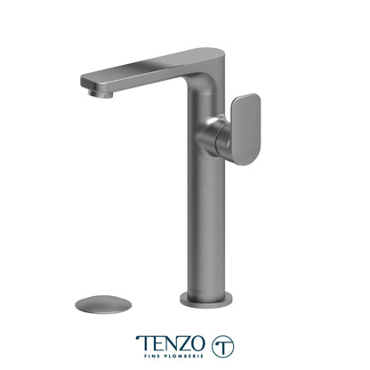 Tenzo Delano Side-Lever Tall Single Hole Lavatory Faucet, Drain with Overflow - DE10H-P