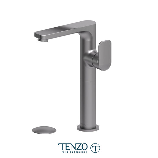 Tenzo Delano Side-Lever Tall Single Hole Lavatory Faucet, Drain without Overflow - DE10H-W
