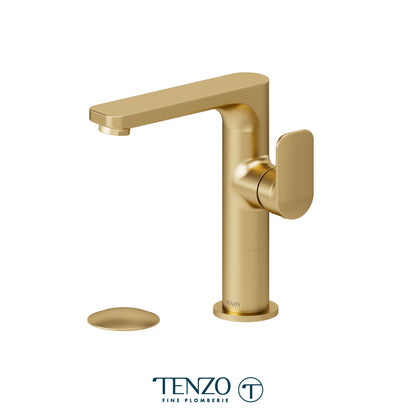 Tenzo Delano Side-Lever Mid-Height Single Hole Lavatory Faucet, Drain without Overflow - DE10M-W