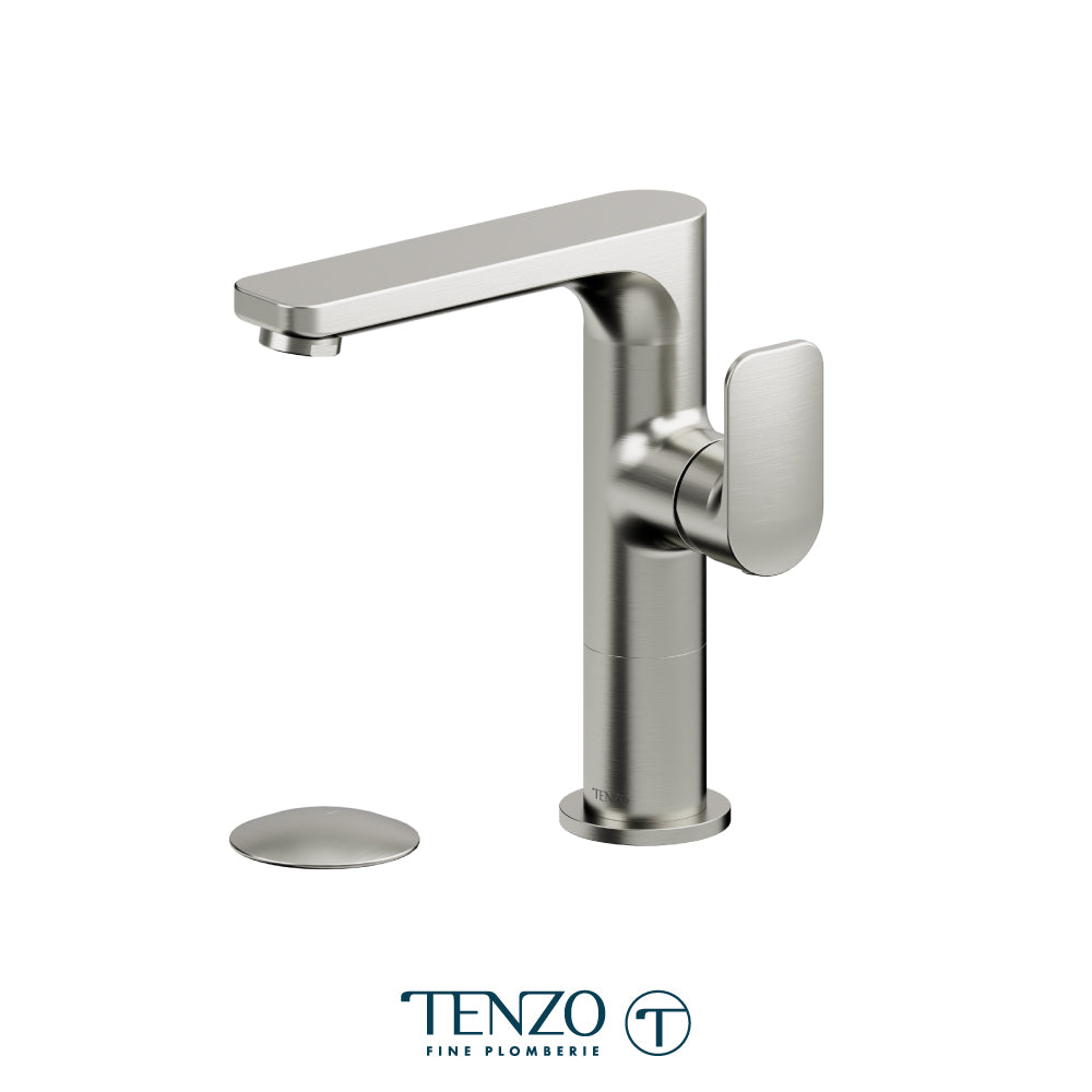 Tenzo Delano Side-Lever Mid-Height Single Hole Lavatory Faucet, Drain without Overflow - DE10M-W