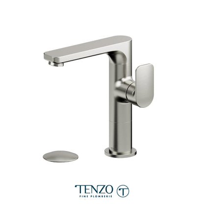 Tenzo Delano Side-Lever Mid-Height Single Hole Lavatory Faucet, Drain without Overflow - DE10M-W