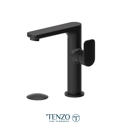 Tenzo Delano Side-Lever Mid-Height Single Hole Lavatory Faucet, Drain without Overflow - DE10M-W