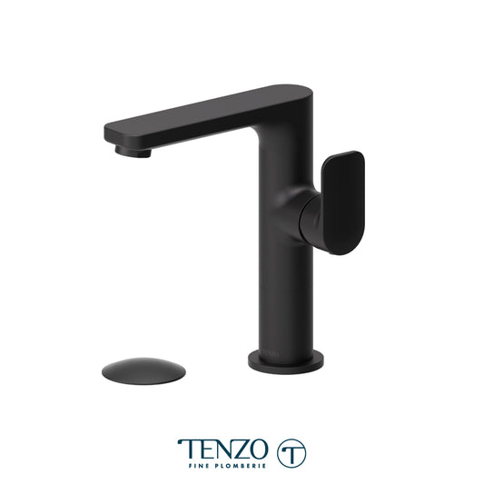 Tenzo Delano Side-Lever Mid-Height Single Hole Lavatory Faucet, Drain without Overflow - DE10M-W