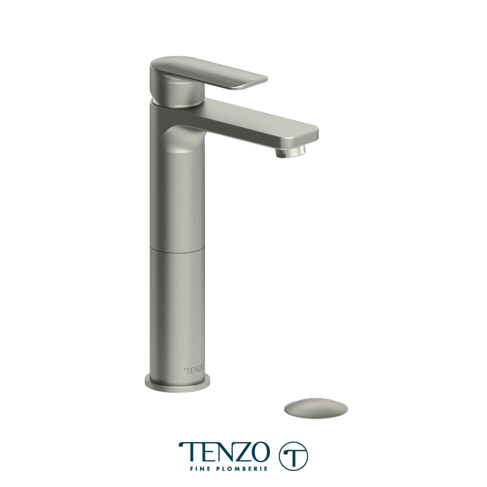 Tenzo Delano Top-Lever Tall Single Hole Lavatory Faucet, Drain with Overflow - DE12H-P