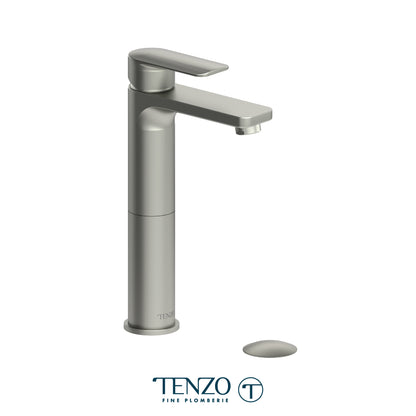 Tenzo Delano Top-Lever Tall Single Hole Lavatory Faucet, Drain with Overflow - DE12H-P