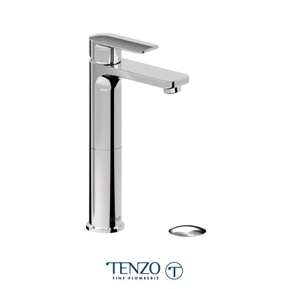 Tenzo Delano Top-Lever Tall Single Hole Lavatory Faucet, Drain with Overflow - DE12H-P