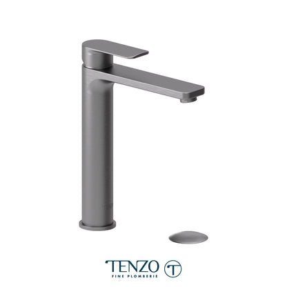 Tenzo Delano Top-Lever Tall Single Hole Lavatory Faucet, Drain with Overflow - DE12H-P