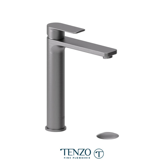 Tenzo Delano Top-Lever Tall Single Hole Lavatory Faucet, Drain with Overflow - DE12H-P