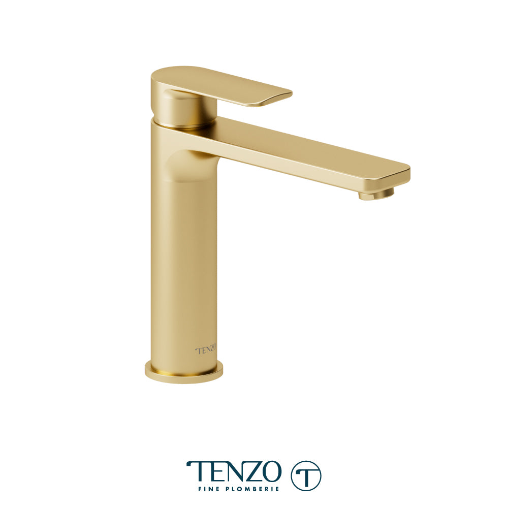 Tenzo Delano Top-Lever Mid-Height Single Hole Lavatory Faucet, Drain without Overflow - DE12M-W