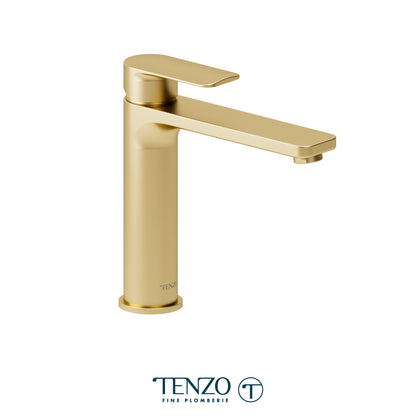 Tenzo Delano Top-Lever Mid-Height Single Hole Lavatory Faucet, Drain without Overflow - DE12M-W