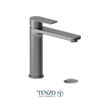 Tenzo Delano Top-Lever Mid-Height Single Hole Lavatory Faucet, Drain without Overflow - DE12M-W