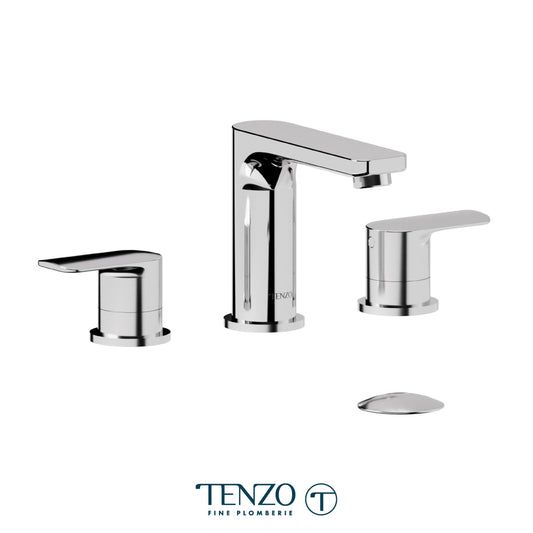 Tenzo Delano 8 Inch Widespread Lavatory Faucet, Drain with Overflow - DE13-P