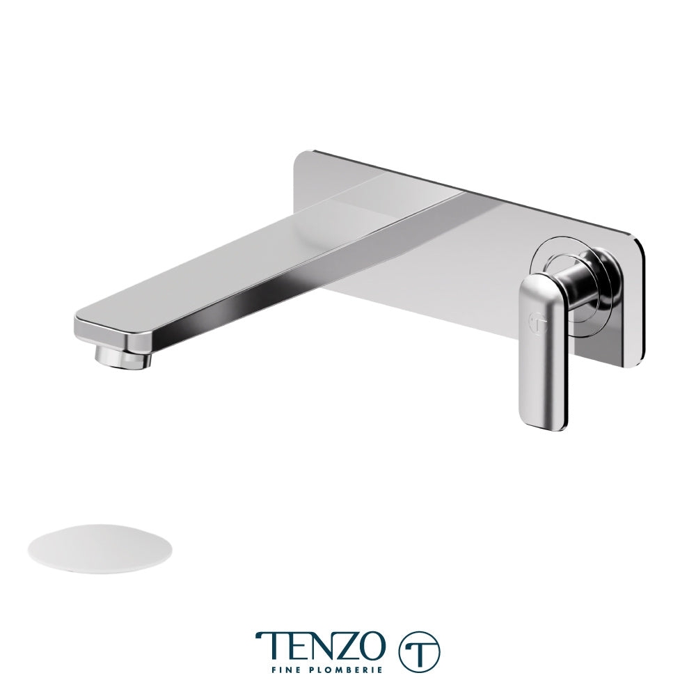 Tenzo Delano Single Plate Wall Mount Lavatory Faucet, Drain without Overflow - DE15-W