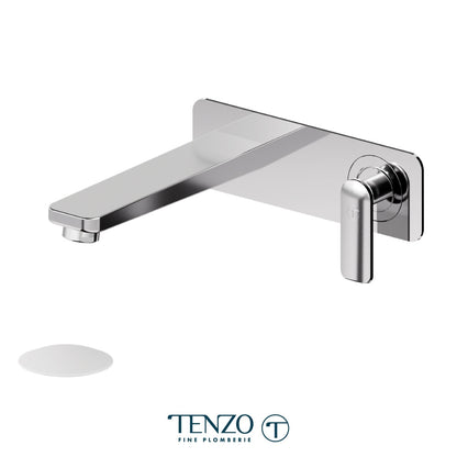 Tenzo Delano Single Plate Wall Mount Lavatory Faucet, Drain without Overflow - DE15-W