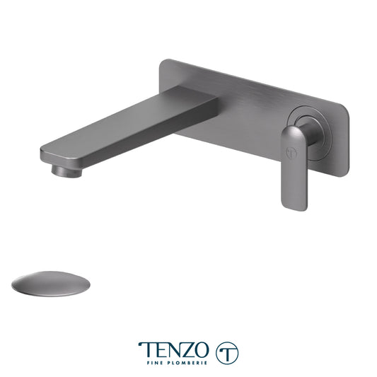 Tenzo Delano Single Plate Wall Mount Lavatory Faucet Trim, Drain without Overflow - F-DE15-W
