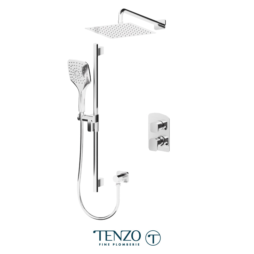 Tenzo Delano T-Box 2-Function Pressure Balance Shower Kit, 10" AirBoost Rain Head & Wall Arm - DEPB32-20111