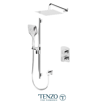 Tenzo Delano T-Box 2-Function Pressure Balance Shower Kit, 10" AirBoost Rain Head & Wall Arm - DEPB32-20111