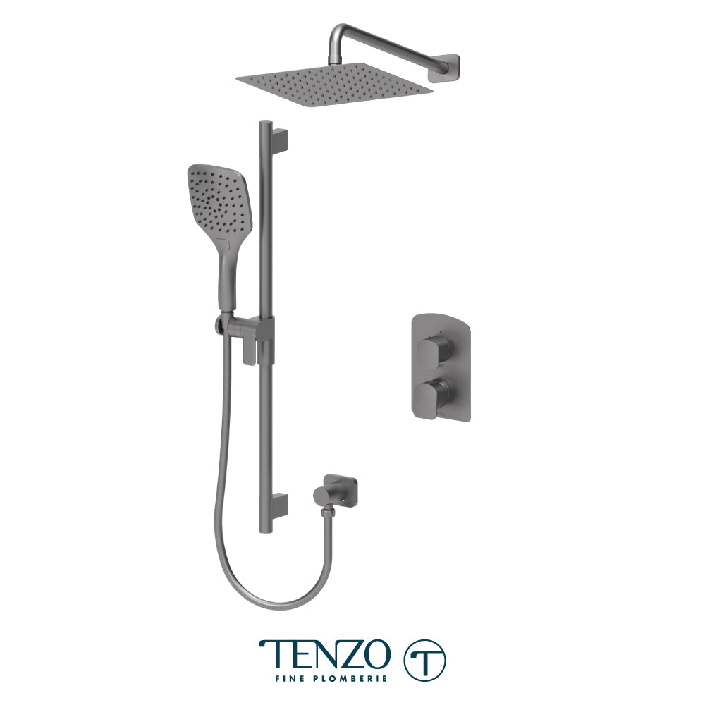 Tenzo Delano T-Box 2-Function Pressure Balance Shower Kit, 10" AirBoost Rain Head & Wall Arm - DEPB32-20111