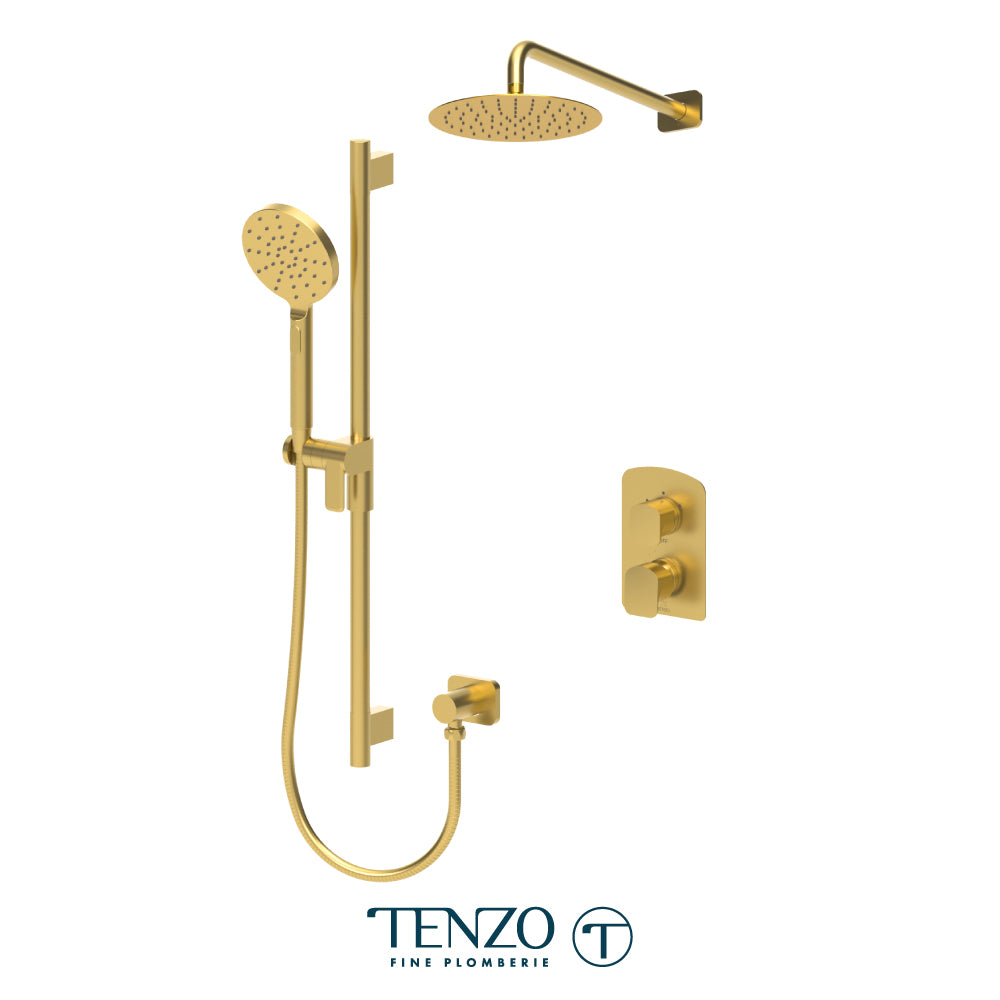 Tenzo Delano T-Box 2-Function Pressure Balance Shower Kit, 10" Round AirBoost Rain Head & Wall Arm - DEPB32-20111R