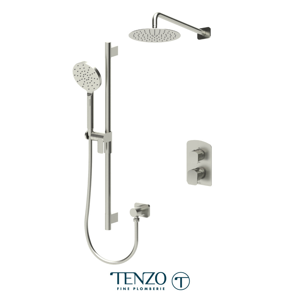 Tenzo Delano T-Box 2-Function Pressure Balance Shower Kit, 10" Round AirBoost Rain Head & Wall Arm - DEPB32-20111R