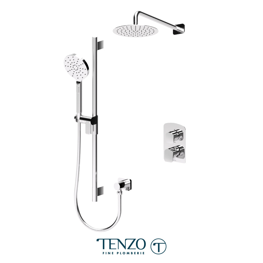 Tenzo Delano T-Box 2-Function Pressure Balance Shower Kit, 10" Round AirBoost Rain Head & Wall Arm - DEPB32-20111R