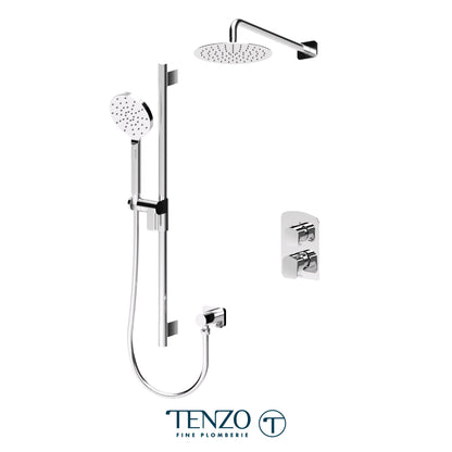 Tenzo Delano T-Box 2-Function Pressure Balance Shower Kit, 10" Round AirBoost Rain Head & Wall Arm - DEPB32-20111R