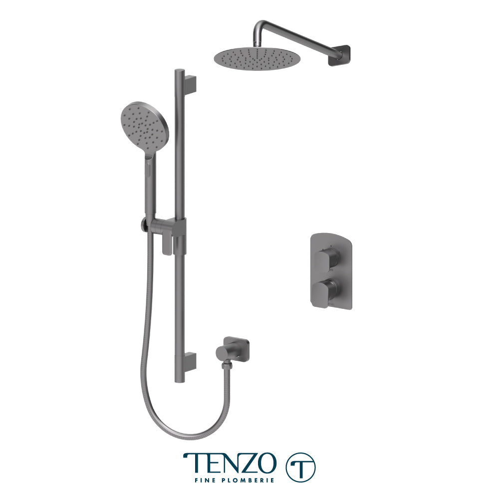 Tenzo Delano T-Box 2-Function Pressure Balance Shower Kit, 10" Round AirBoost Rain Head & Wall Arm - DEPB32-20111R