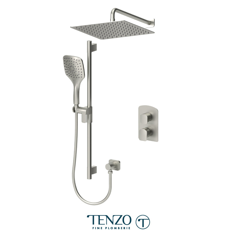 Tenzo Delano T-Box 2-Function Pressure Balance Shower Kit, 12" AirBoost Rain Head & Wall Arm - DEPB32-20112