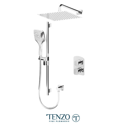 Tenzo Delano T-Box 2-Function Pressure Balance Shower Kit, 12" AirBoost Rain Head & Wall Arm - DEPB32-20112
