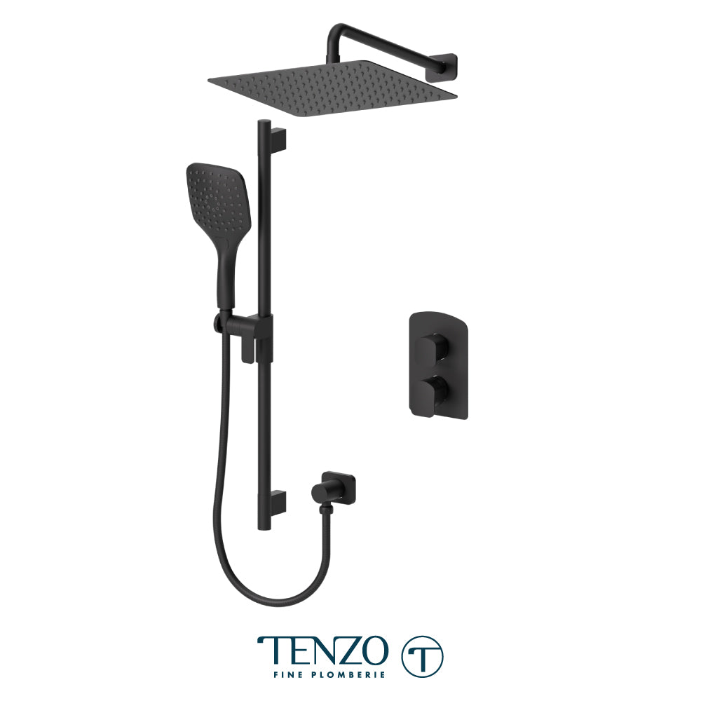 Tenzo Delano T-Box 2-Function Pressure Balance Shower Kit, 12" AirBoost Rain Head & Wall Arm - DEPB32-20112