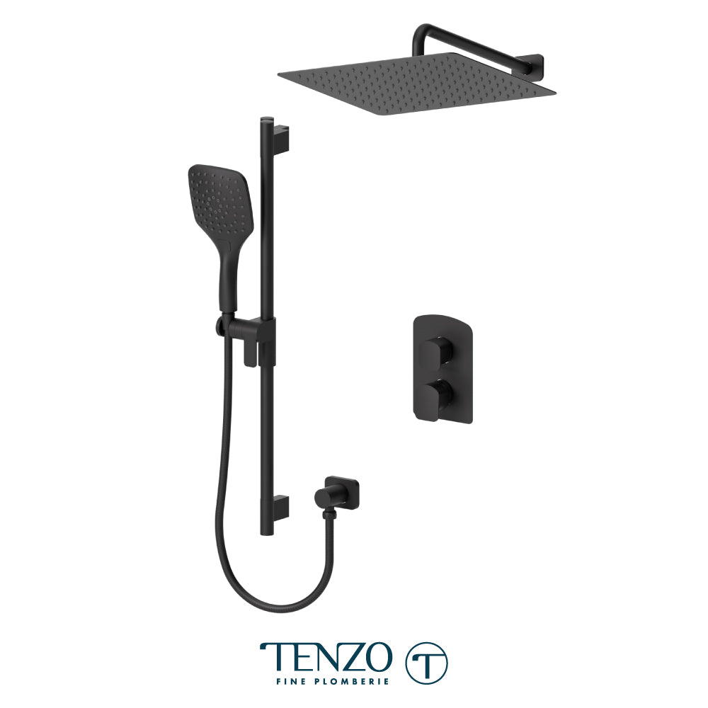 Tenzo Delano T-Box 2-Function Pressure Balance Shower Kit Trim, 16" AirBoost Rain Head & Wall Arm - F-DEPB32-20113