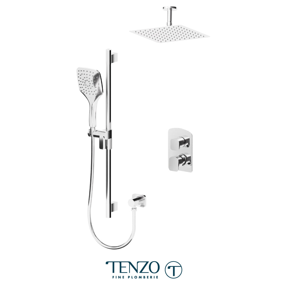 Tenzo Delano T-Box 2-Function Pressure Balance Shower Kit, 10" AirBoost Rain Head & Ceiling Arm - DEPB32-21131