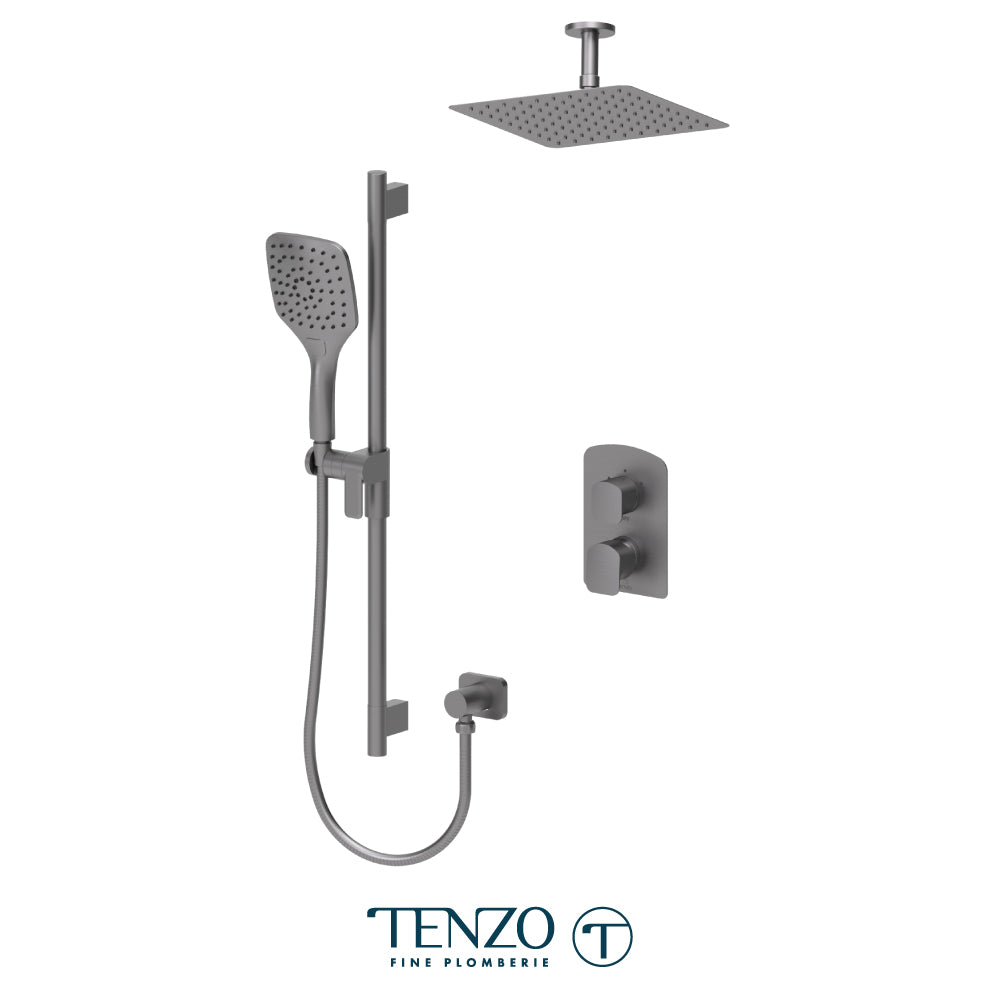 Tenzo Delano T-Box 2-Function Pressure Balance Shower Kit, 10" AirBoost Rain Head & Ceiling Arm - DEPB32-21131