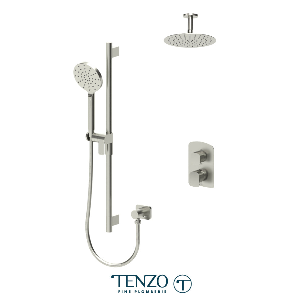 Tenzo Delano T-Box 2-Function Pressure Balance Shower Kit, 10" Round AirBoost Rain Head & Ceiling Arm - DEPB32-21131R