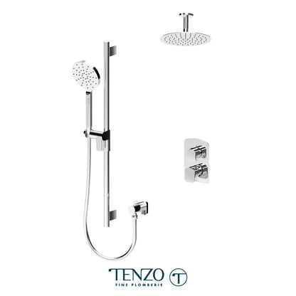 Tenzo Delano T-Box 2-Function Pressure Balance Shower Kit, 10" Round AirBoost Rain Head & Ceiling Arm - DEPB32-21131R