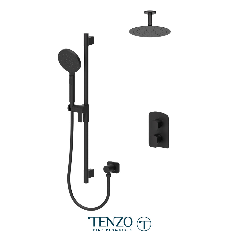Tenzo Delano T-Box 2-Function Pressure Balance Shower Kit, 10" Round AirBoost Rain Head & Ceiling Arm - DEPB32-21131R