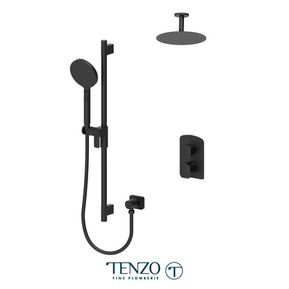 Tenzo Delano T-Box 2-Function Pressure Balance Shower Kit, 10" Round AirBoost Rain Head & Ceiling Arm - DEPB32-21131R