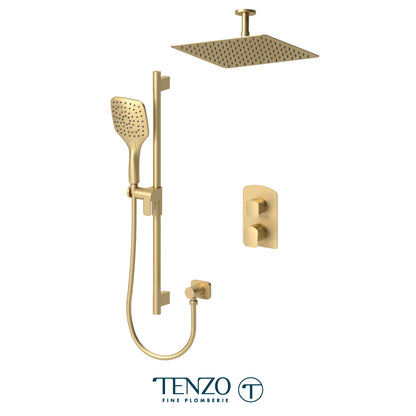 Tenzo Delano T-Box 2-Function Pressure Balance Shower Kit, 12" AirBoost Rain Head & Ceiling Arm - DEPB32-21132