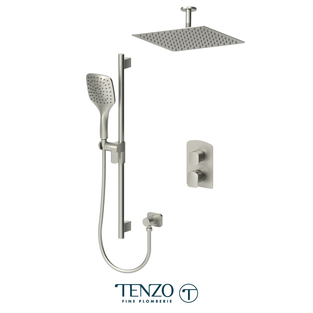 Tenzo Delano T-Box 2-Function Pressure Balance Shower Kit, 12" AirBoost Rain Head & Ceiling Arm - DEPB32-21132