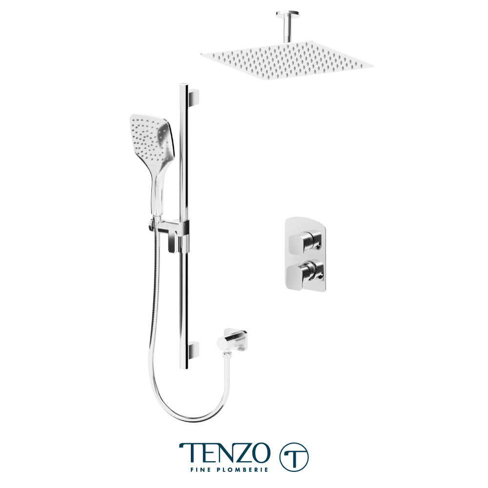 Tenzo Delano T-Box 2-Function Pressure Balance Shower Kit, 12" AirBoost Rain Head & Ceiling Arm - DEPB32-21132