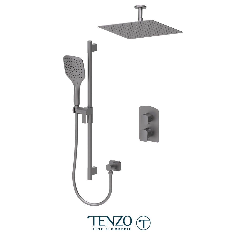 Tenzo Delano T-Box 2-Function Pressure Balance Shower Kit, 12" AirBoost Rain Head & Ceiling Arm - DEPB32-21132