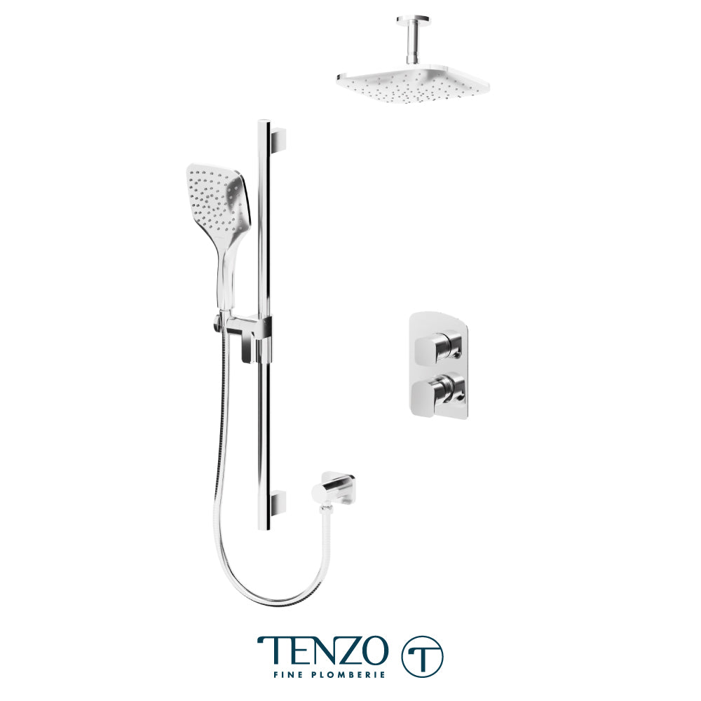Tenzo Delano T-Box 2-Function Pressure Balance Shower Kit, 9" Rain Head & Ceiling Arm - DEPB32-21134