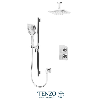 Tenzo Delano T-Box 2-Function Pressure Balance Shower Kit, 9" Rain Head & Ceiling Arm - DEPB32-21134