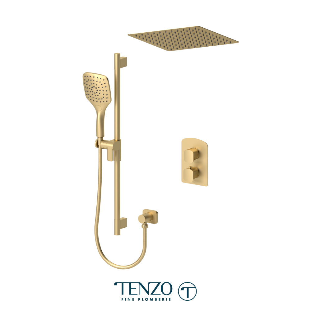Tenzo Delano T-Box 2-Function Pressure Balance Shower Kit, 12" Recessed Ceiling Rain Head - DEPB32-21164