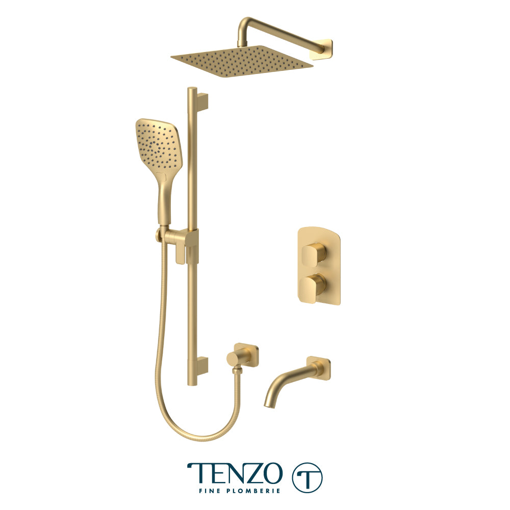 Tenzo Delano T-Box 3-Function Pressure Balance Shower Kit, 10" AirBoost Rain Head & Wall Arm - DEPB33-501115