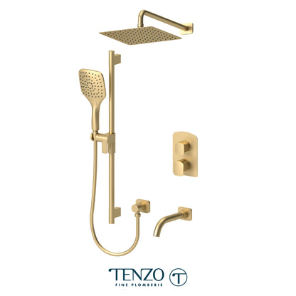 Tenzo Delano T-Box 3-Function Pressure Balance Shower Kit, 10" AirBoost Rain Head & Wall Arm - DEPB33-501115