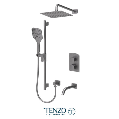 Tenzo Delano T-Box 3-Function Pressure Balance Shower Kit, 10" AirBoost Rain Head & Wall Arm - DEPB33-501115